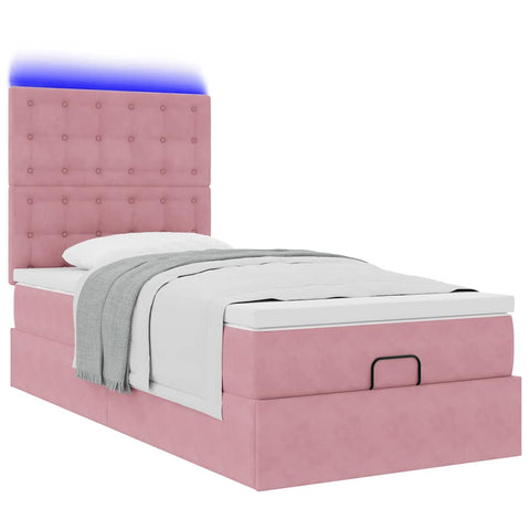 Ottoman-Bett mit Matratzen Rosa 100x200 cm Samt