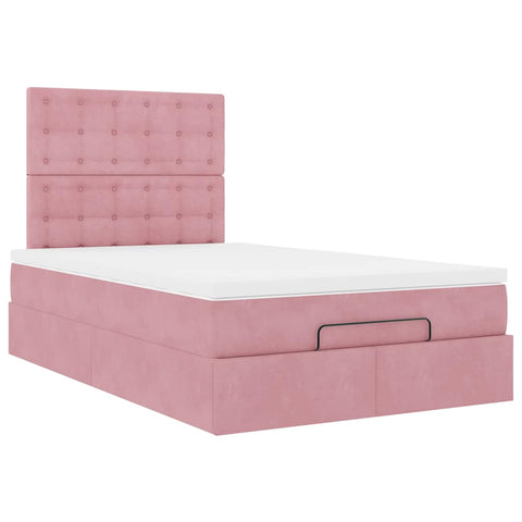 Ottoman-Bett mit Matratzen Rosa 120x190 cm Samt