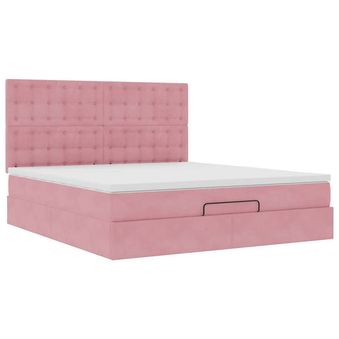 Ottoman-Bett mit Matratzen Rosa 180x200 cm Samt