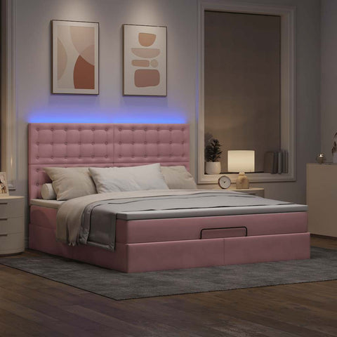 Ottoman-Bett mit Matratzen Rosa 180x200 cm Samt