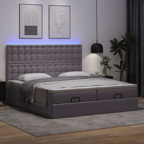 Ottoman-Bett mit Matratzen Grau 160x200 cm Kunstleder