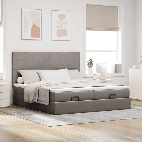 Ottoman-Bett mit Matratzen Taupe 180x200 cm Stoff