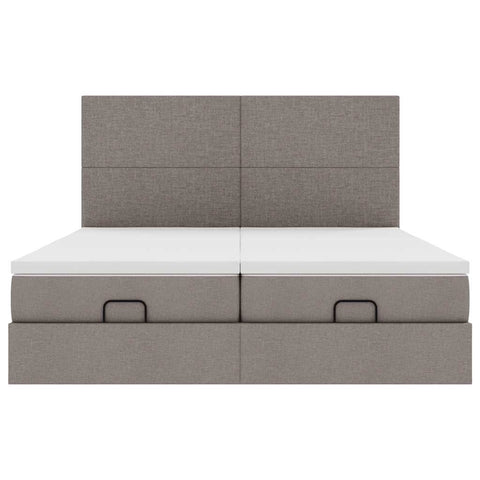 Ottoman-Bett mit Matratzen Taupe 180x200 cm Stoff