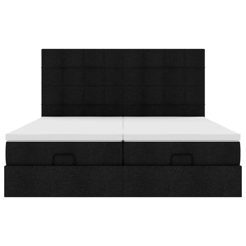 Ottoman-Bett mit Matratzen Schwarz 180x200 cm Stoff