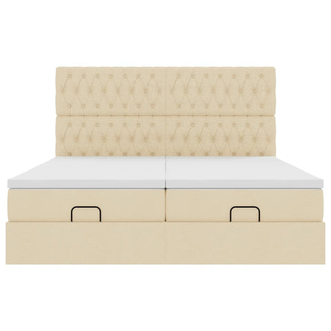 Ottoman-Bett mit Matratzen Creme 160x200 cm Stoff