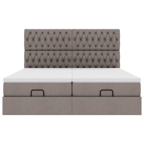 Ottoman-Bett mit Matratzen Taupe 180x200 cm Stoff