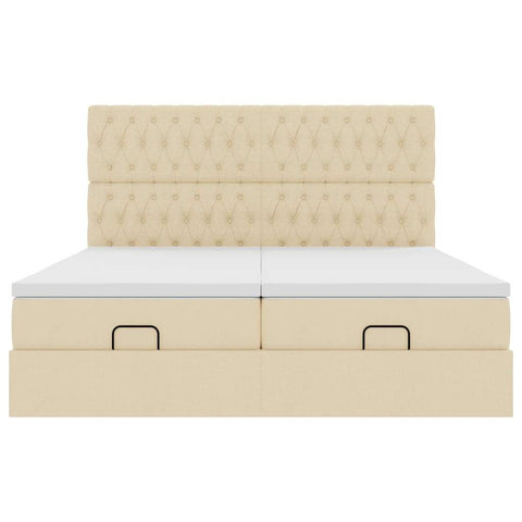 Ottoman-Bett mit Matratzen Creme 200x200 cm Stoff