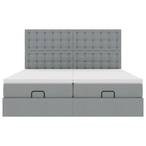 Ottoman-Bett mit Matratzen Hellgrau 180x200 cm Stoff