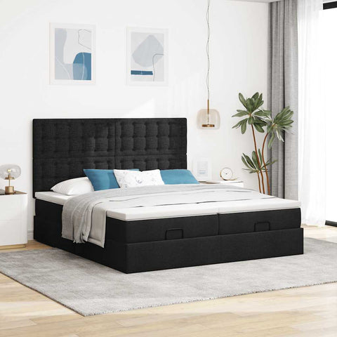 Ottoman-Bett mit Matratzen Schwarz 180x200 cm Stoff