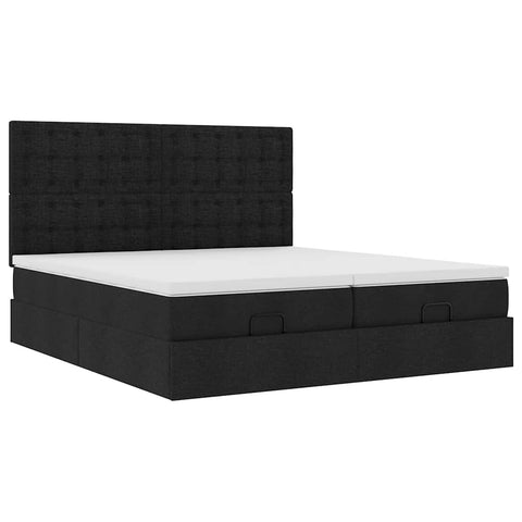 Ottoman-Bett mit Matratzen Schwarz 180x200 cm Stoff