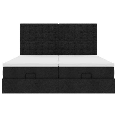 Ottoman-Bett mit Matratzen Schwarz 180x200 cm Stoff