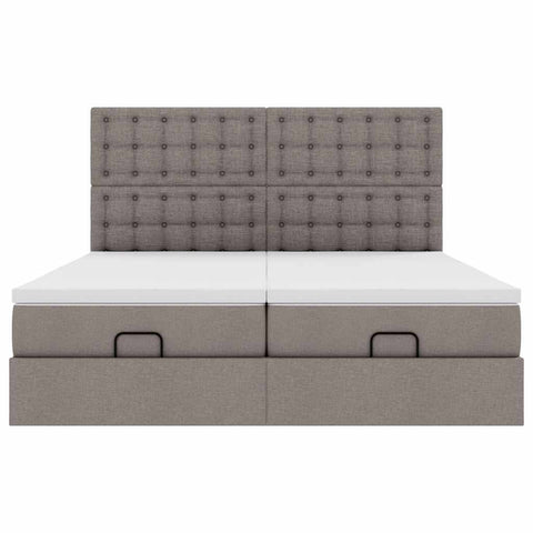 Ottoman-Bett mit Matratzen Taupe 180x200 cm Stoff