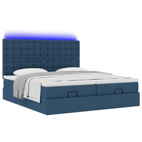 Ottoman-Bett mit Matratzen Blau 180x200 cm Stoff