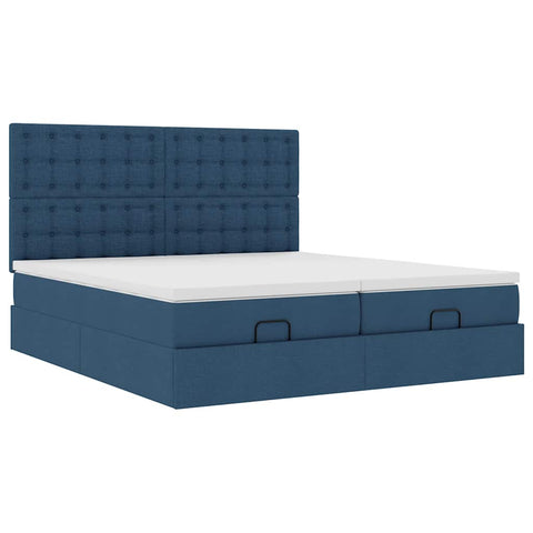 Ottoman-Bett mit Matratzen Blau 180x200 cm Stoff