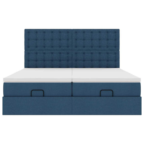 Ottoman-Bett mit Matratzen Blau 180x200 cm Stoff