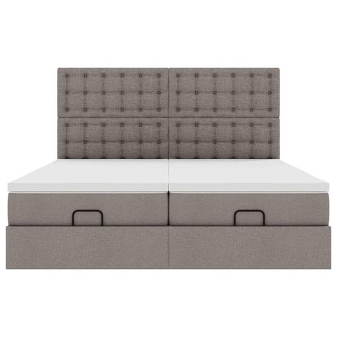 Ottoman-Bett mit Matratzen Taupe 200x200 cm Stoff