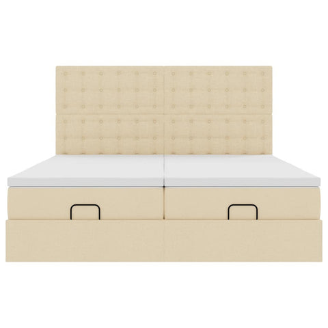 Ottoman-Bett mit Matratzen Creme 200x200 cm Stoff