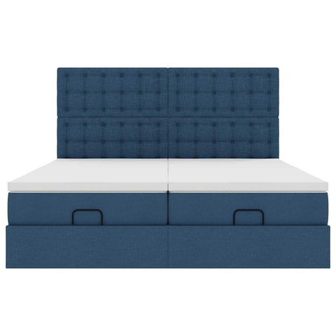 Ottoman-Bett mit Matratzen Blau 200x200 cm Stoff