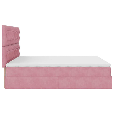 Ottoman-Bett mit Matratzen Rosa 160x200 cm Samt