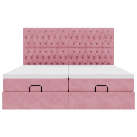 Ottoman-Bett mit Matratzen Rosa 180x200 cm Samt