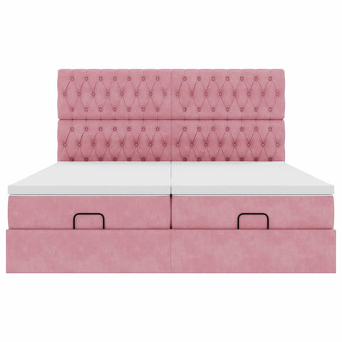 Ottoman-Bett mit Matratzen Rosa 200x200 cm Samt