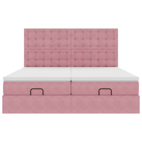 Ottoman-Bett mit Matratzen Rosa 180x200 cm Samt