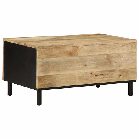 vidaXL Couchtisch Schwarz 80x50x40 cm Raues Mangoholz