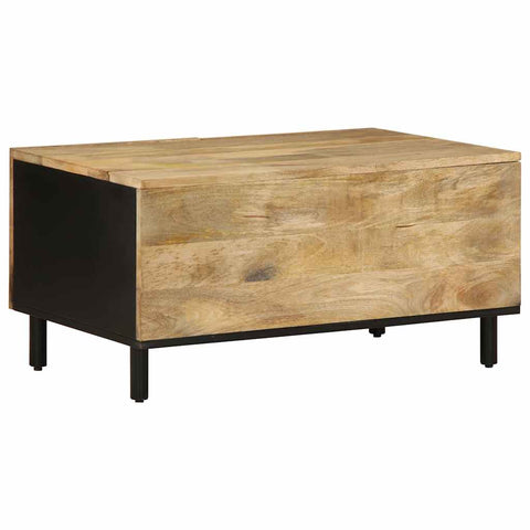 vidaXL Couchtisch Schwarz 80x50x40 cm Raues Mangoholz