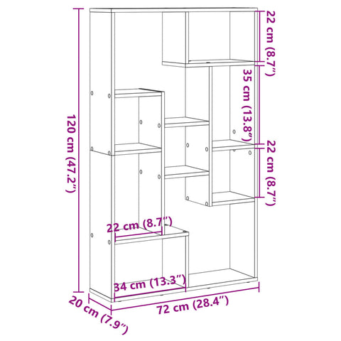 Bücherregal Artisan-Eiche 72x20x120 cm Holzwerkstoff