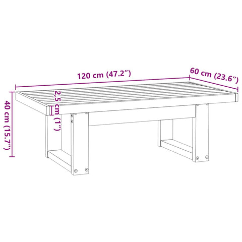 Couchtisch NOAIN U-förmige Beine 120x60x40 cm Massivholz Kiefer