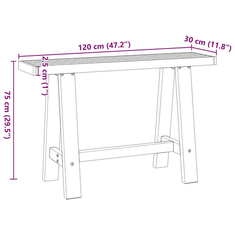 vidaXL Konsolentisch NOAIN A-Form-Beine 120x30x75 cm Massivholz Kiefer