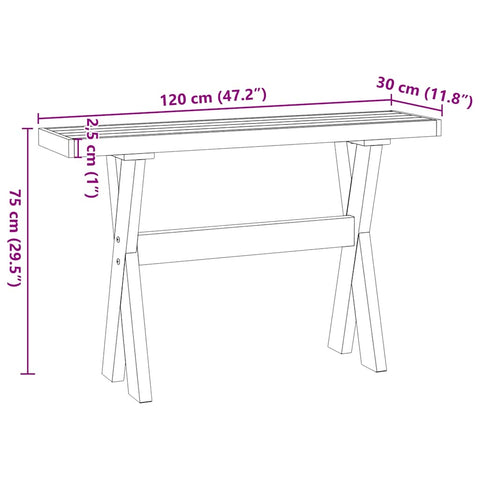 vidaXL Konsolentisch NOAIN X-Form-Beine 120x30x75 cm Massivholz Kiefer