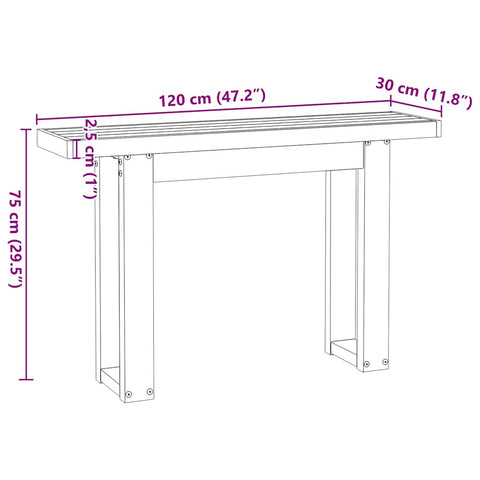 vidaXL Konsolentisch NOAIN U-Form-Beine 120x30x75 cm Massivholz Kiefer