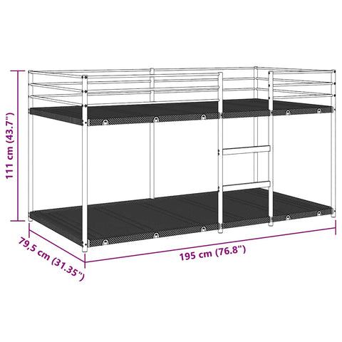 vidaXL Etagenbett ohne Matratze Schwarz 75x190 cm Stahl