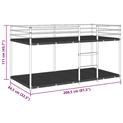 vidaXL Etagenbett ohne Matratze Schwarz 80x200 cm Stahl