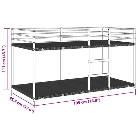 vidaXL Etagenbett ohne Matratze Schwarz 90x190 cm Stahl