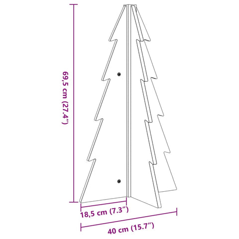 vidaXL Weihnachtsbaum Holz zum Schmücken 69,5 cm Massivholz Kiefer