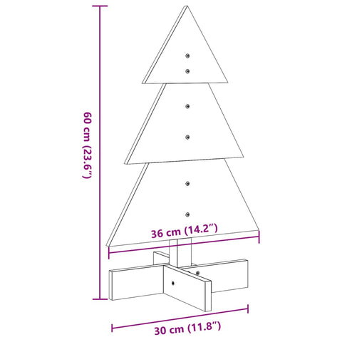 vidaXL Weihnachtsbaum Holz zum Schmücken 60 cm Massivholz Kiefer