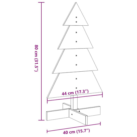 vidaXL Weihnachtsbaum Holz zum Schmücken 80 cm Massivholz Kiefer