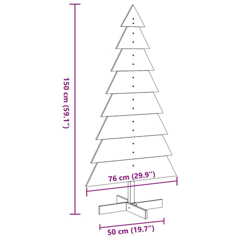 vidaXL Weihnachtsbaum Holz zum Schmücken 150 cm Massivholz Kiefer