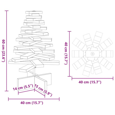 vidaXL Weihnachtsbaum Holz zum Schmücken 60 cm Massivholz Kiefer