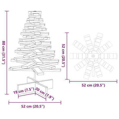 vidaXL Weihnachtsbaum Holz zum Schmücken 80 cm Massivholz Kiefer