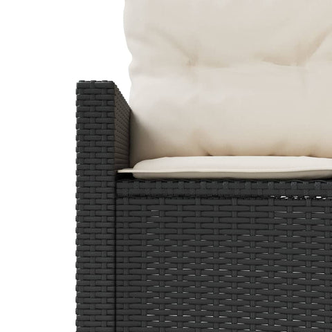 Gartensofa mit Tisch und Kissen Halbrund Schwarz Poly-Rattan