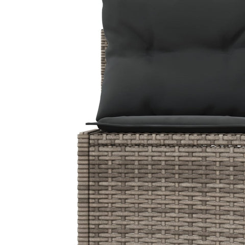 Gartensofa mit Kissen Halbrund Grau Poly Rattan