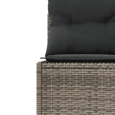 Gartensofa mit Tisch und Kissen Halbrund Grau Poly Rattan