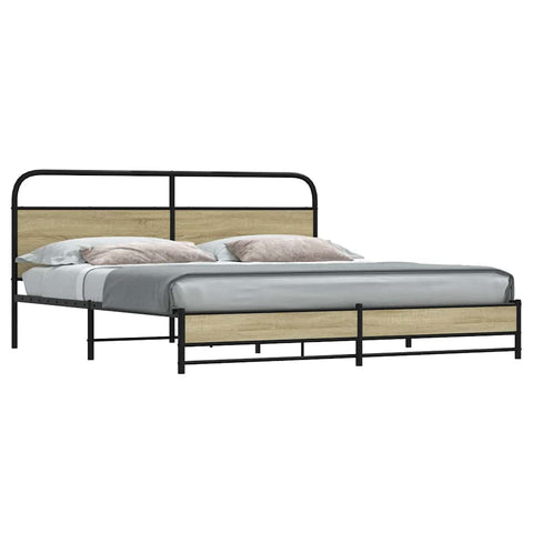 vidaXL Metallbett ohne Matratze Sonoma-Eiche 193x203 cm