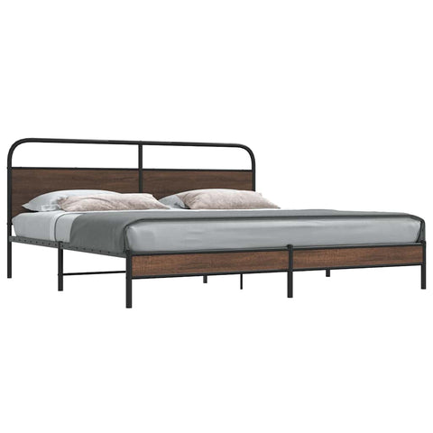 vidaXL Metallbett ohne Matratze Braun Eichen-Optik 180x200 cm