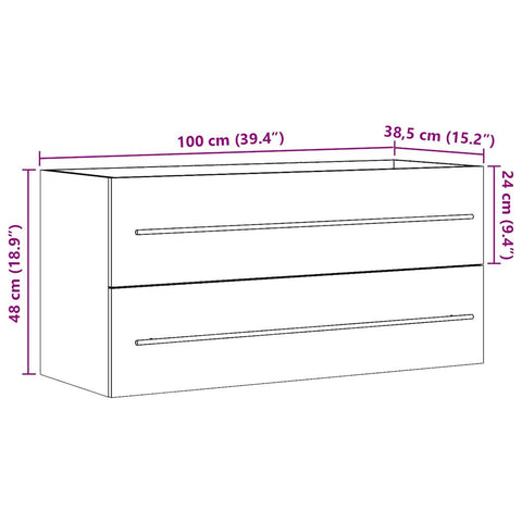 vidaXL Waschbeckenunterschrank Sonoma-Eiche 100x38,5x48 cm