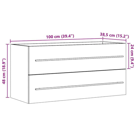 vidaXL Waschbeckenunterschrank Betongrau 100x38,5x48 cm Holzwerkstoff