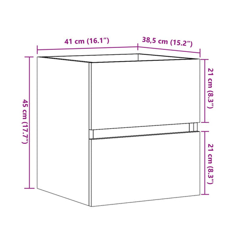 vidaXL Waschbeckenunterschrank Sonoma-Eiche 41x38,5x45cm Holzwerkstoff